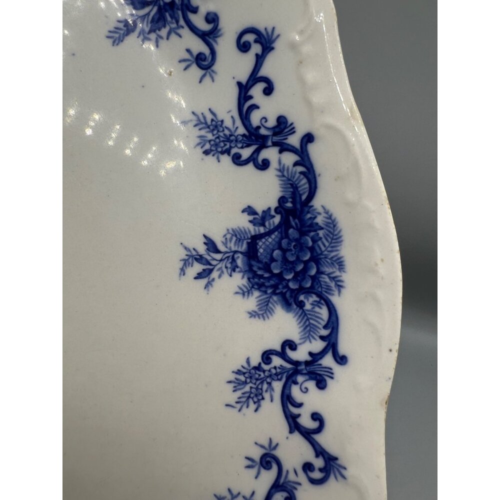 Antique Upper Hanley Platter Martha Blue Floral Porcelain Serving Dish 9x13 - Picture 7 of 12